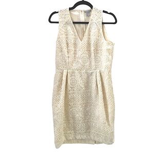 H&M Off-White‎ Lace V-Neck Sleeveless Fitted Dress Size M
